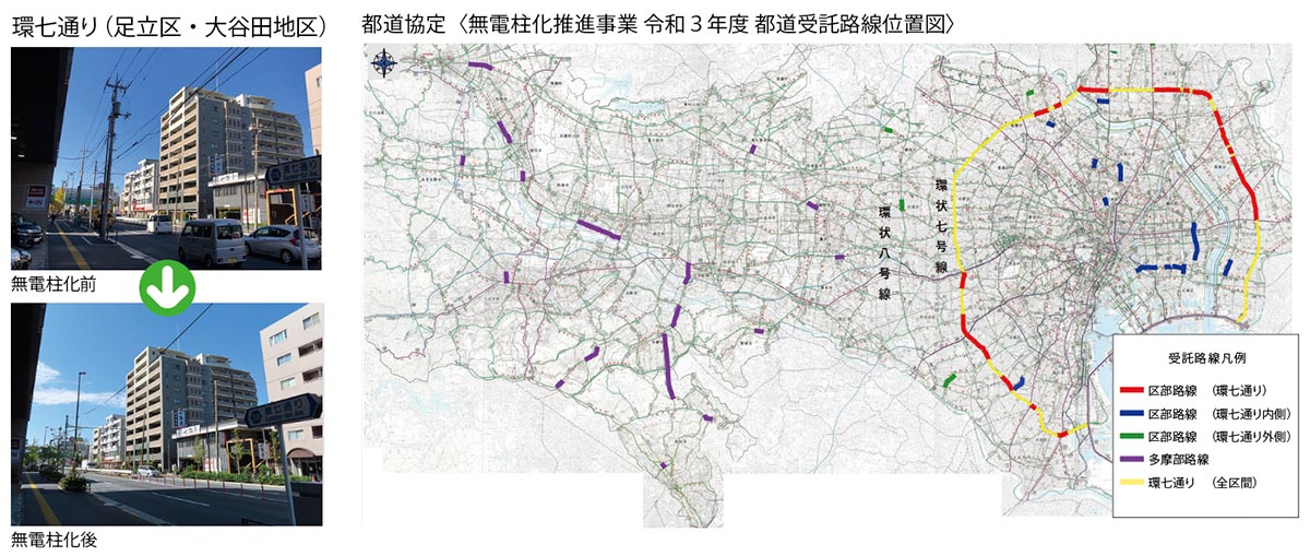 都道協定〈無電柱化推進事業 令和３年度 都道受託路線位置図〉
